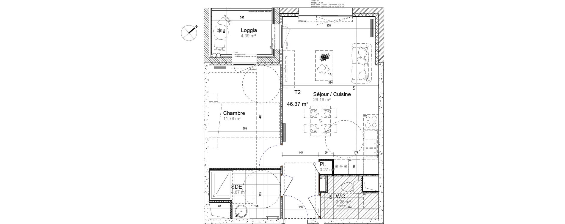 Appartement T2 de 46,37 m2 &agrave; Lille Lomme