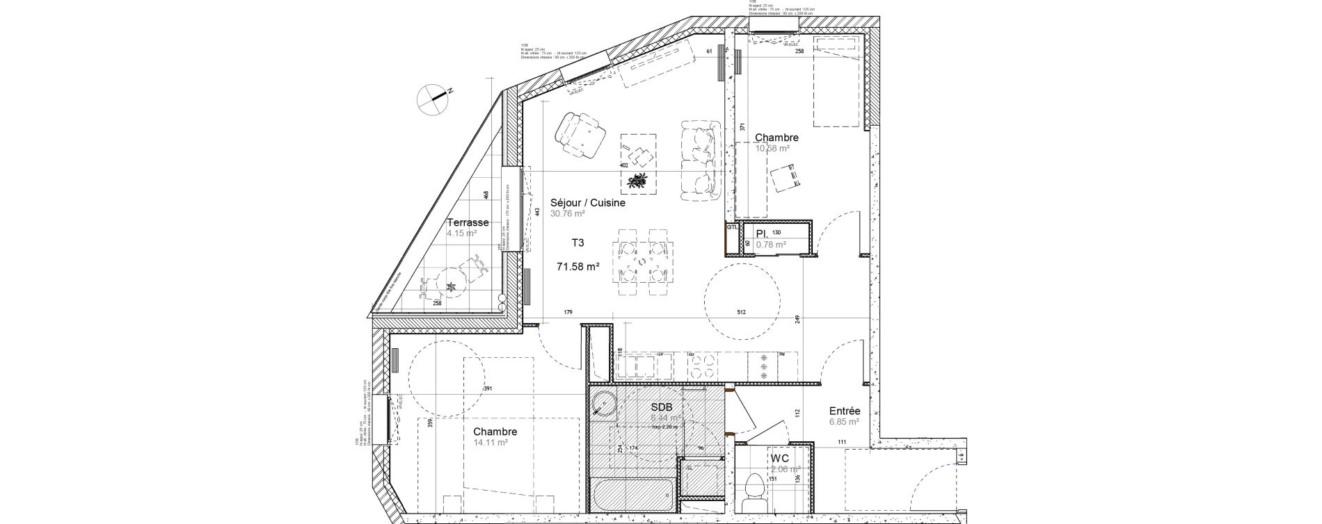 Appartement T3 de 71,58 m2 &agrave; Lille Lomme