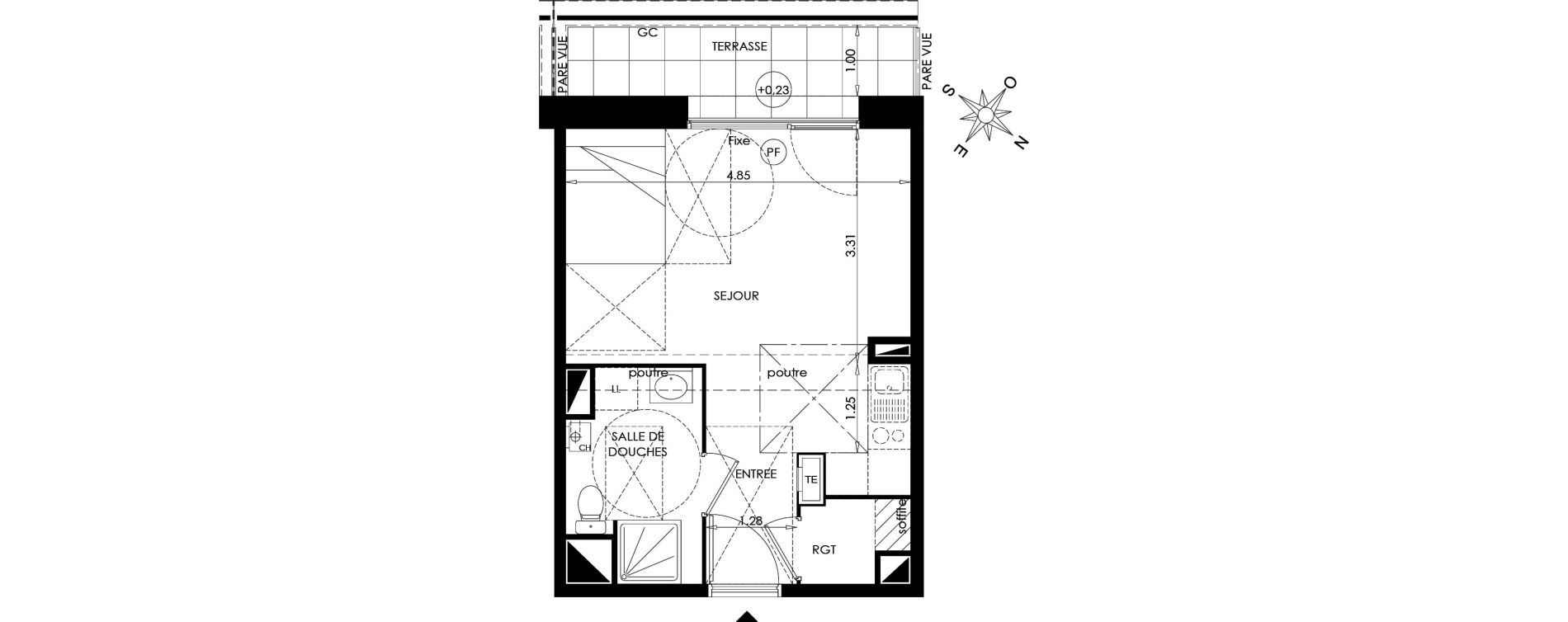 Appartement T1 de 29,11 m2 &agrave; Lille Lille lomme