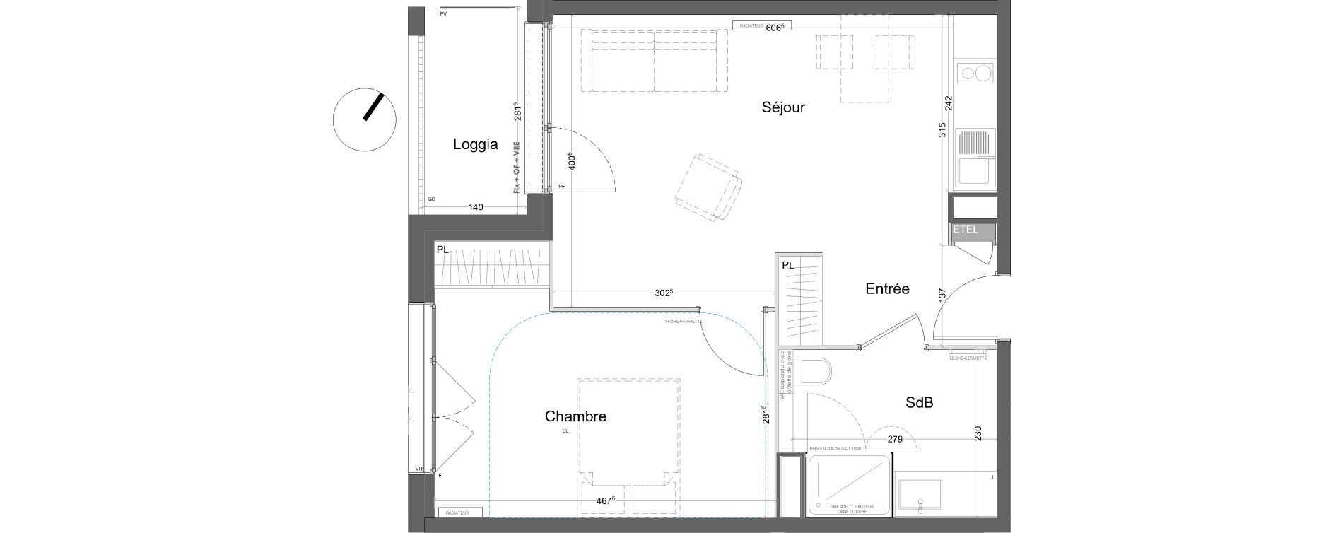 Appartement T2 de 46,29 m2 &agrave; Lille Lille lomme