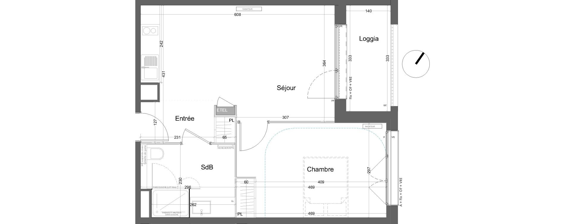 Appartement T2 de 43,73 m2 &agrave; Lille Lille lomme