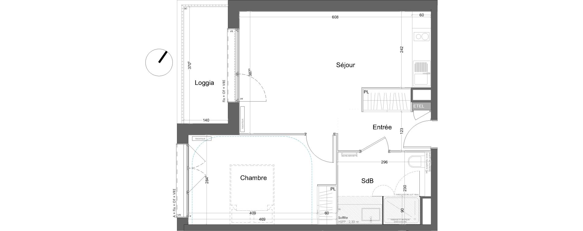 Appartement T2 de 44,26 m2 &agrave; Lille Lille lomme