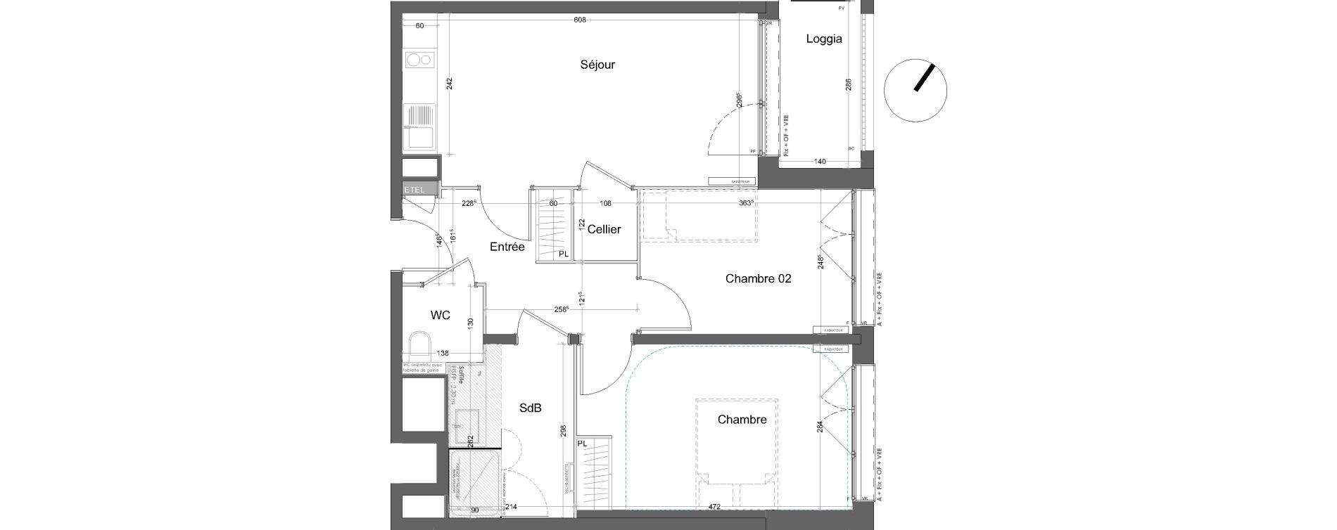 Appartement T3 de 56,49 m2 &agrave; Lille Lille lomme