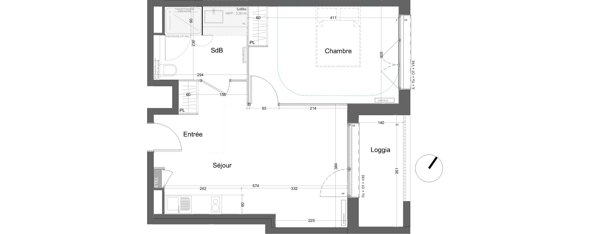 Appartement T2 de 43,25 m2 &agrave; Lille Lille lomme