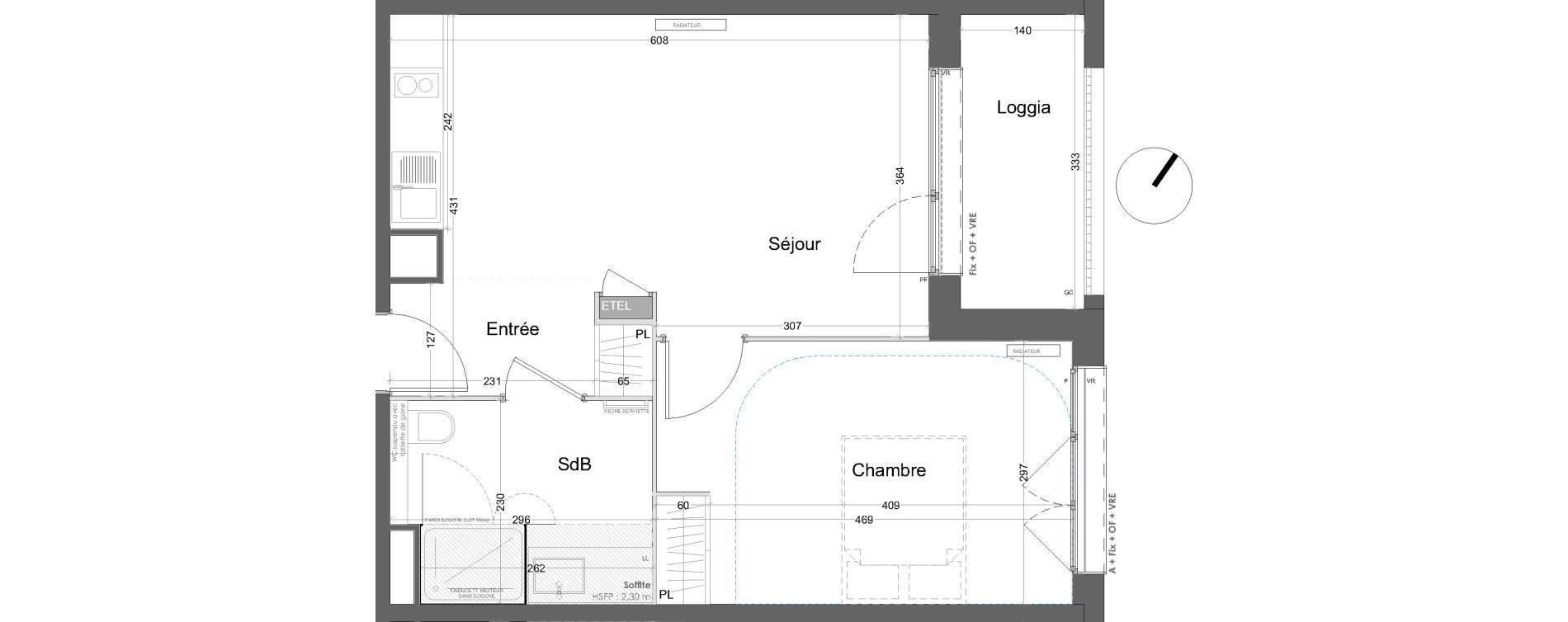 Appartement T2 de 43,74 m2 &agrave; Lille Lille lomme