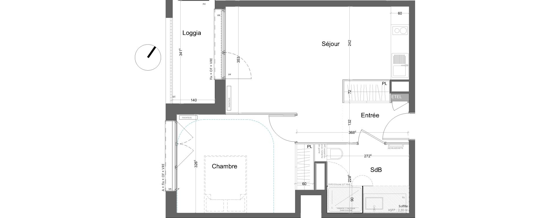 Appartement T2 de 44,44 m2 &agrave; Lille Lille lomme