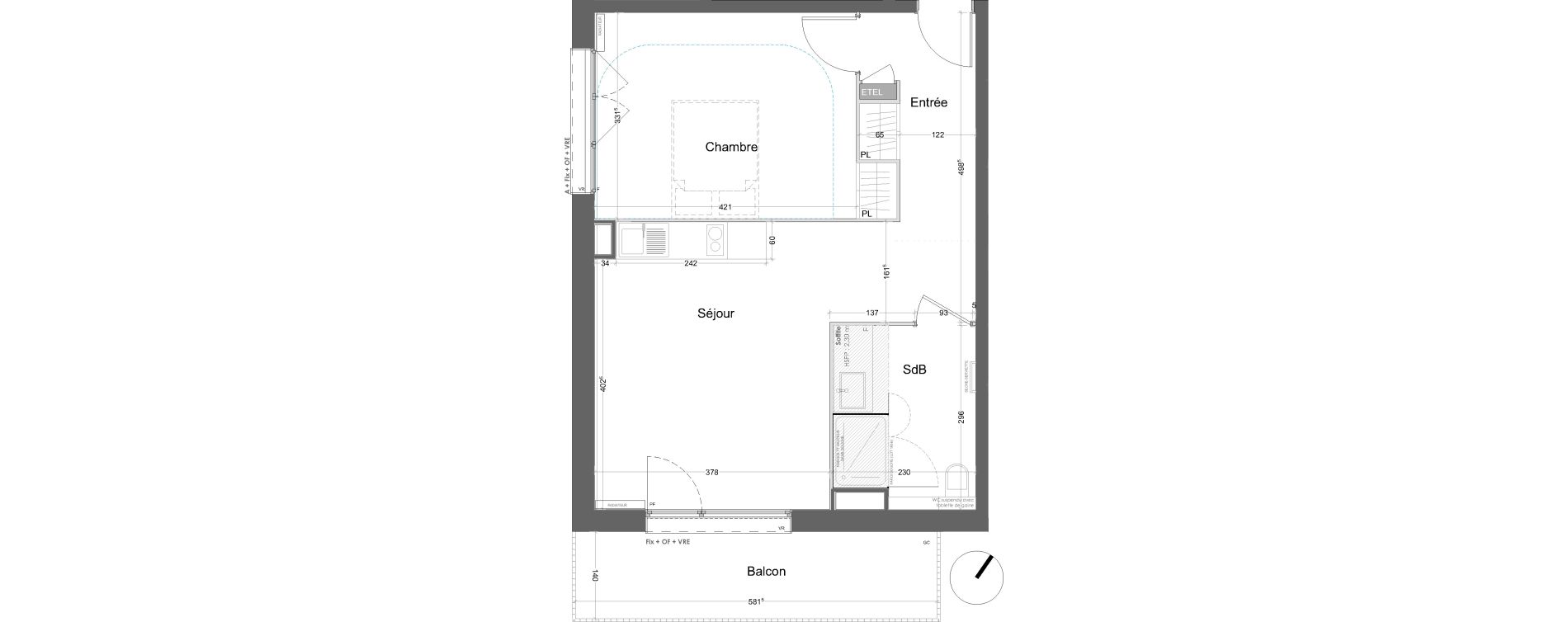 Appartement T2 de 47,40 m2 &agrave; Lille Lille lomme