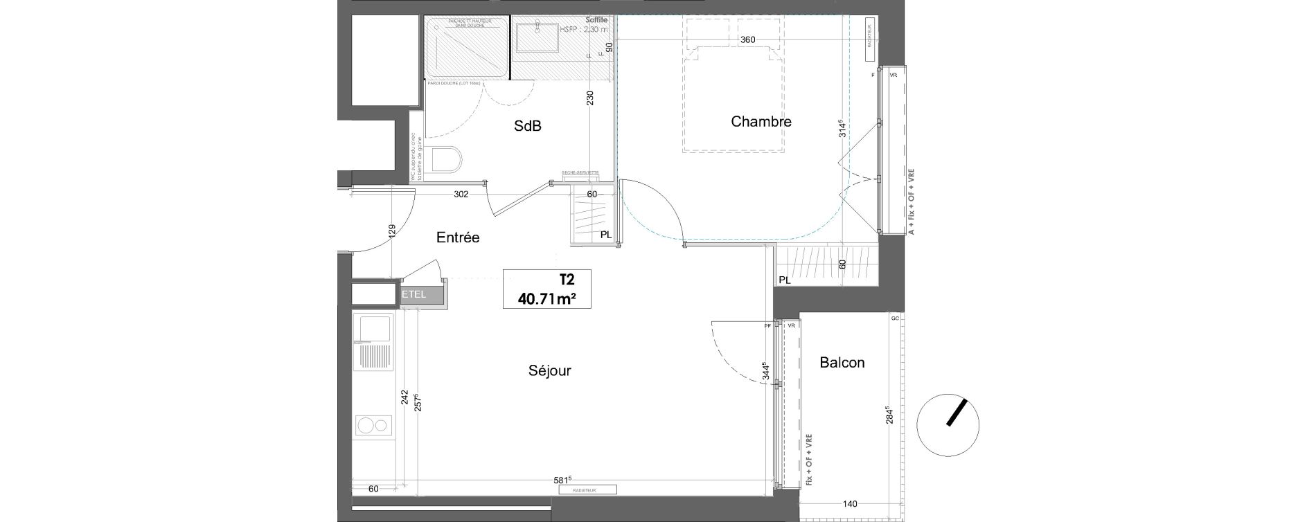 Appartement T2 de 40,71 m2 &agrave; Lille Lille lomme