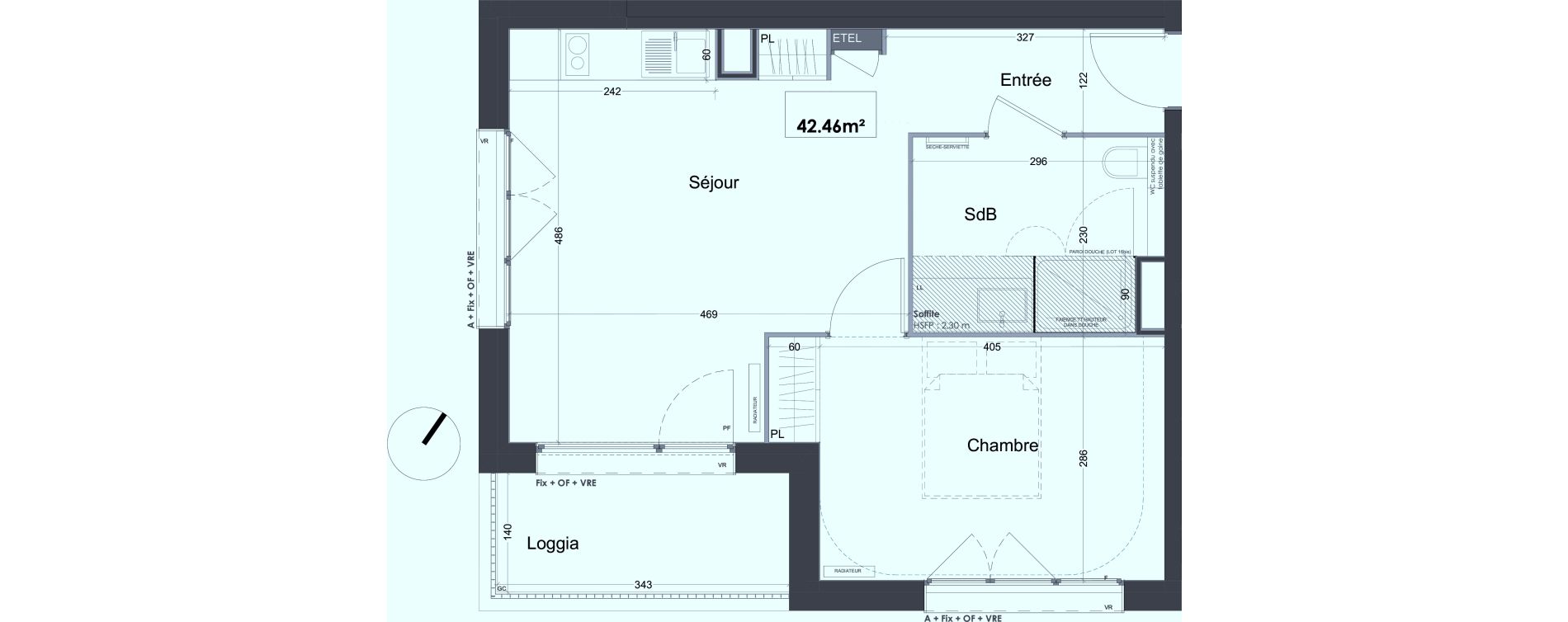 Appartement T2 de 42,00 m2 &agrave; Lille Lille lomme