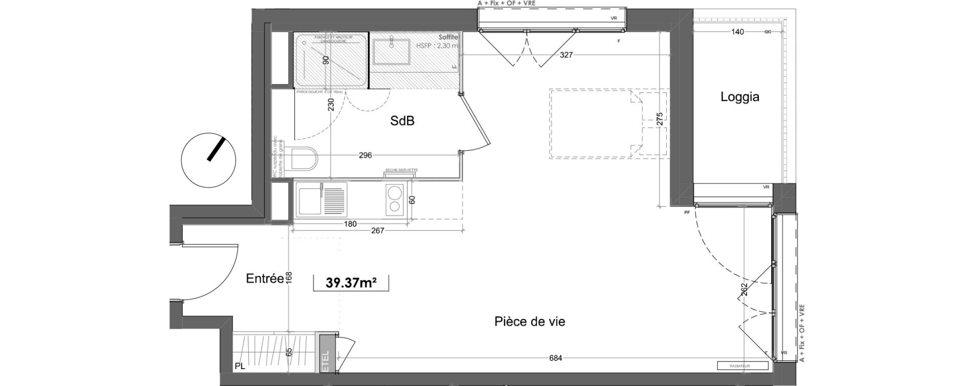 Appartement T1 de 39,37 m2 &agrave; Lille Lille lomme