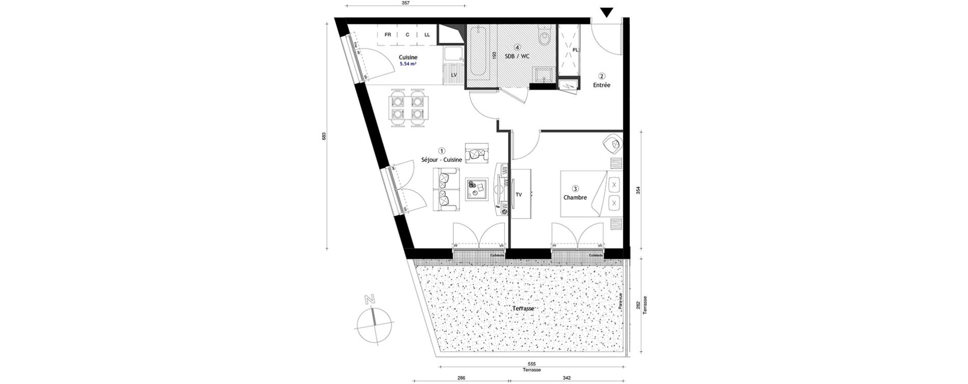 Appartement T2 de 48,30 m2 &agrave; Lille Lomme