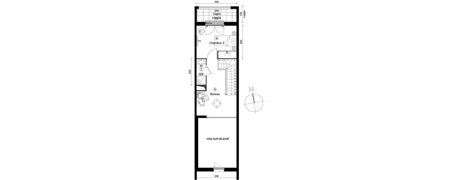 Duplex T3 de 64,60 m2 &agrave; Lille Lomme