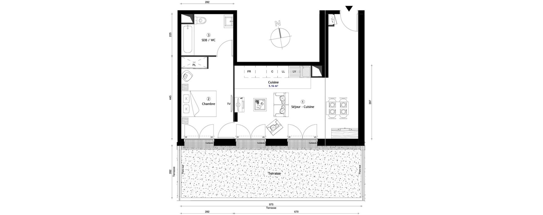 Appartement T2 de 49,00 m2 &agrave; Lille Lomme
