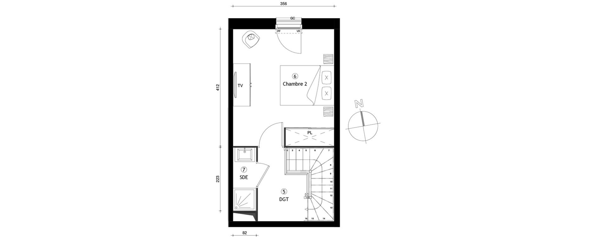 Duplex T3 de 64,30 m2 &agrave; Lille Lomme