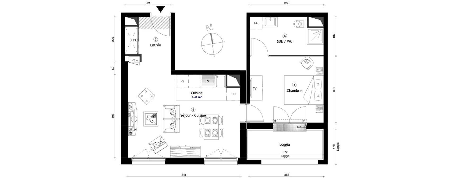 Appartement T2 de 44,60 m2 &agrave; Lille Lomme
