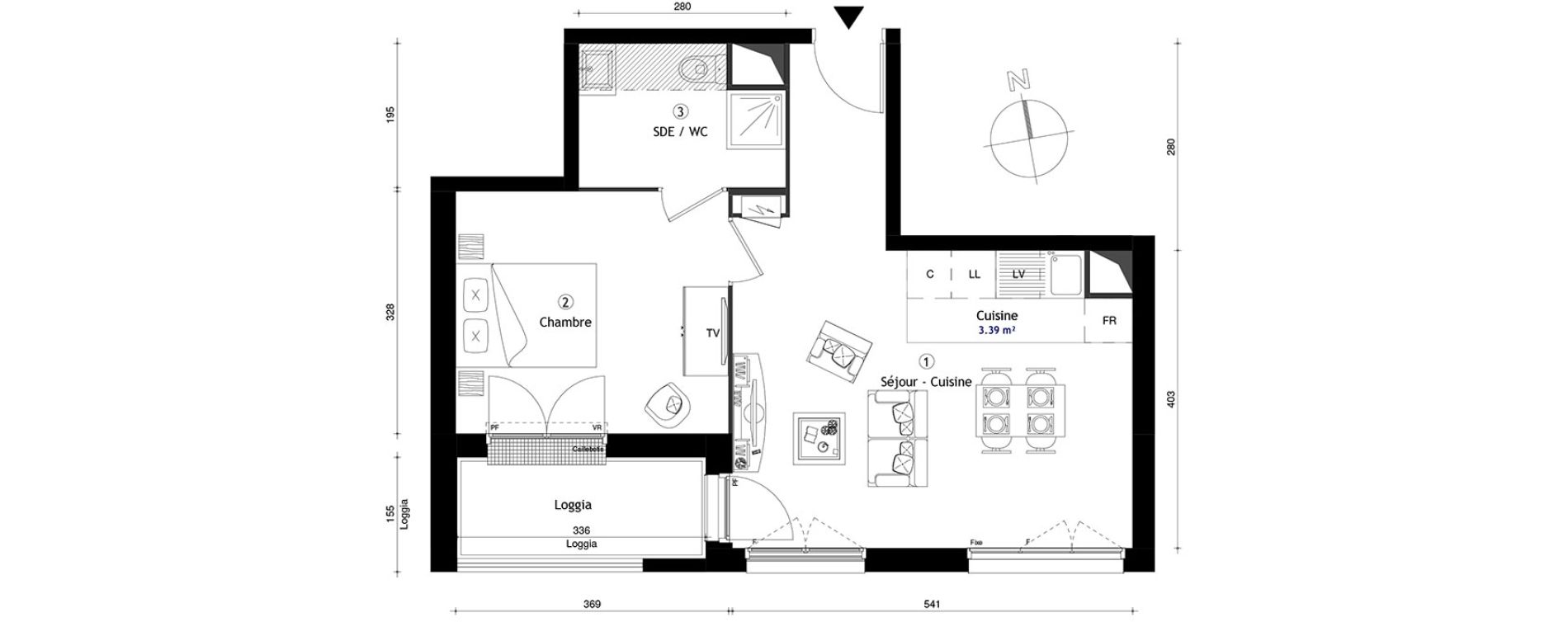 Appartement T2 de 42,50 m2 &agrave; Lille Lomme