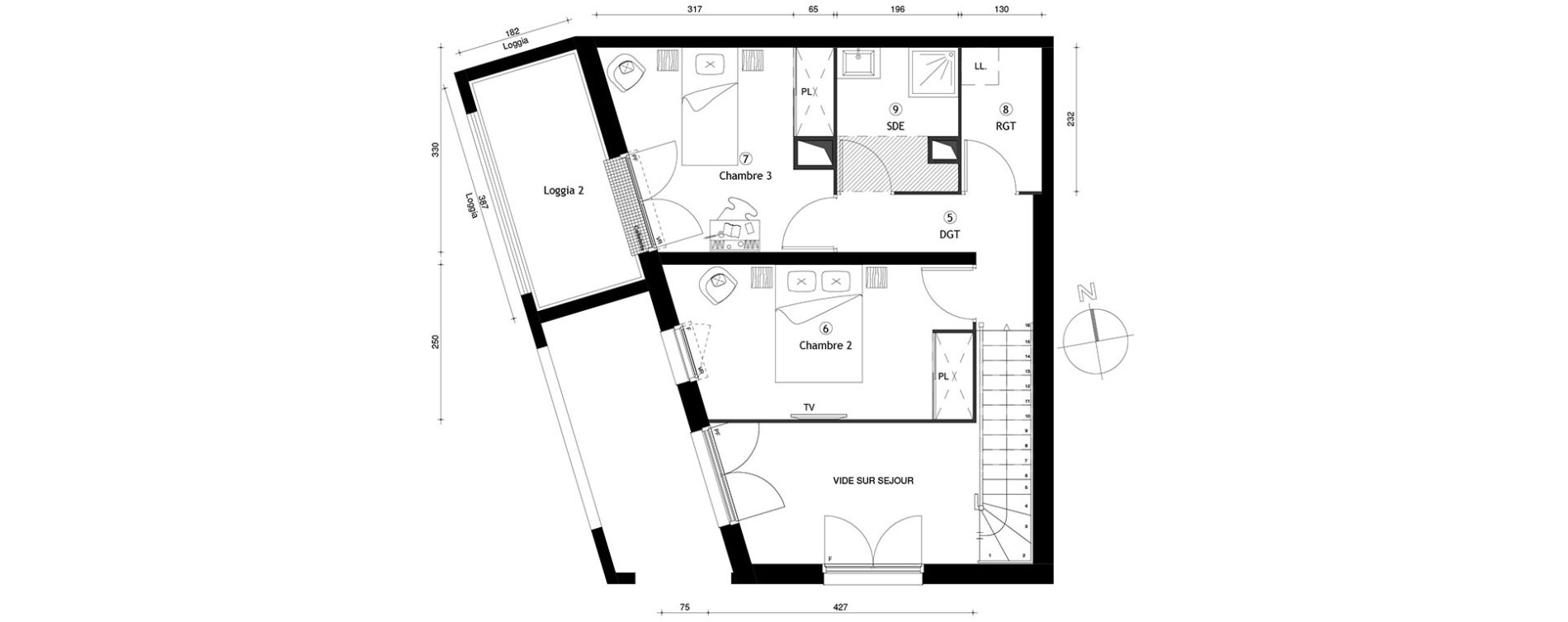 Duplex T4 de 88,60 m2 &agrave; Lille Lomme