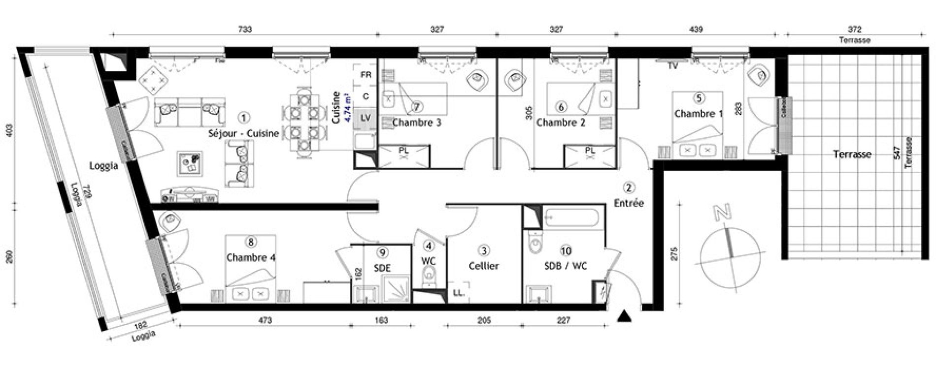 Appartement T5 de 101,80 m2 &agrave; Lille Lomme