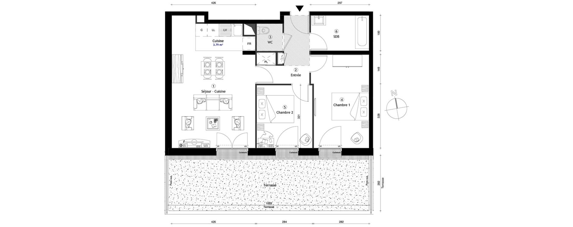 Appartement T3 de 63,40 m2 &agrave; Lille Lomme