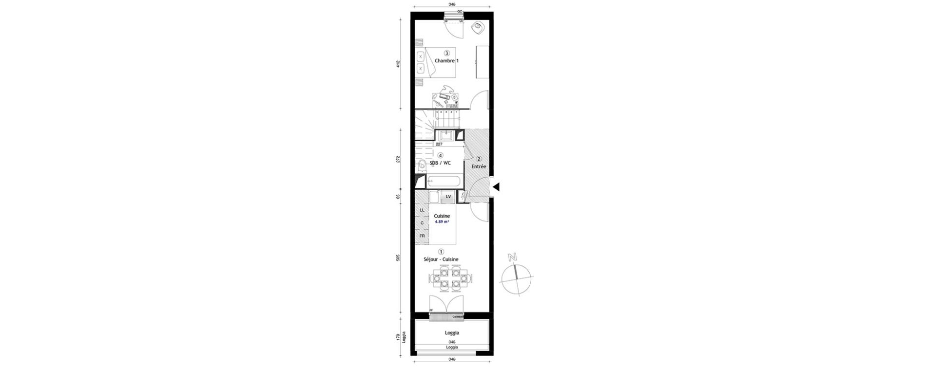Duplex T3 de 70,90 m2 &agrave; Lille Lomme