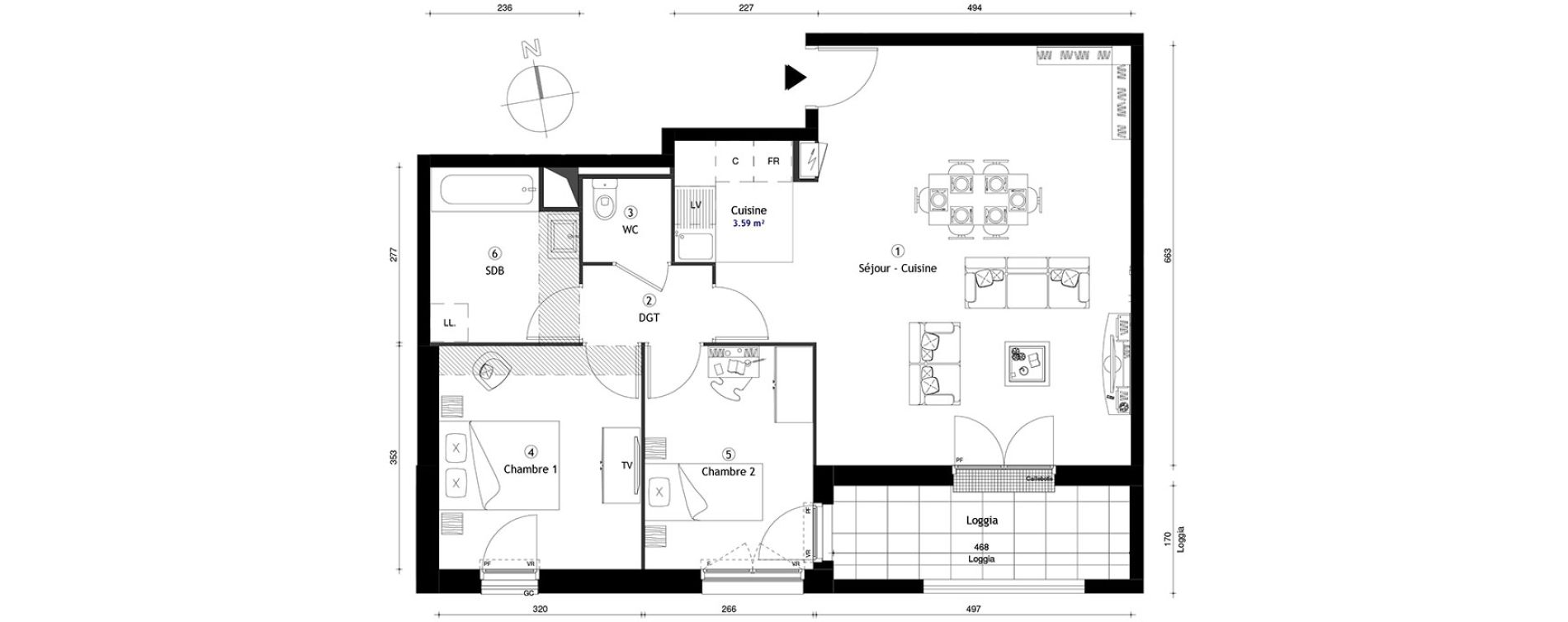 Appartement T3 de 70,10 m2 &agrave; Lille Lomme