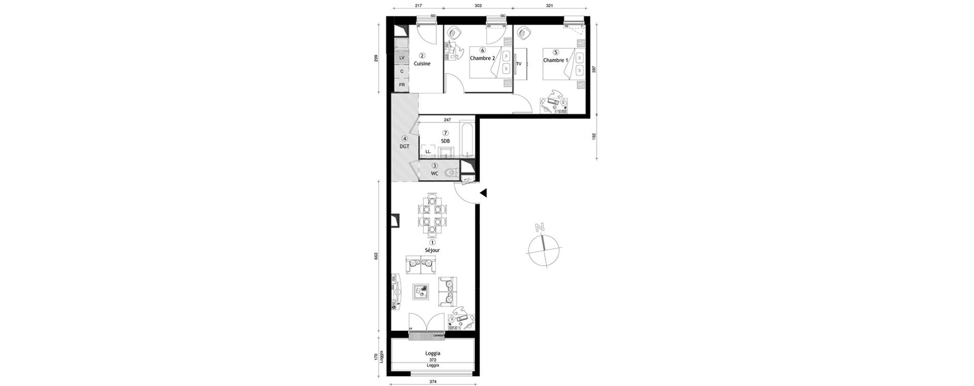 Appartement T3 de 67,60 m2 &agrave; Lille Lomme