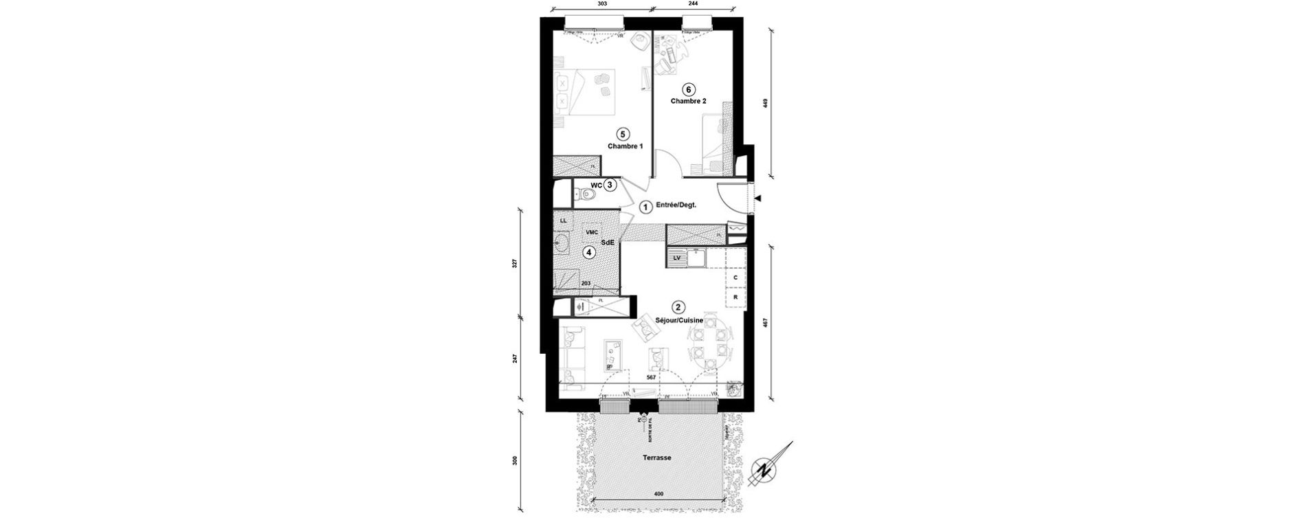 Appartement T3 de 61,80 m2 &agrave; Lille Lomme