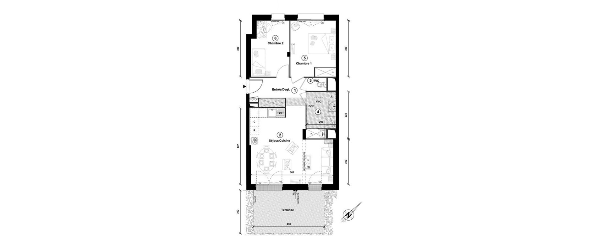 Appartement T3 de 62,80 m2 &agrave; Lille Lomme