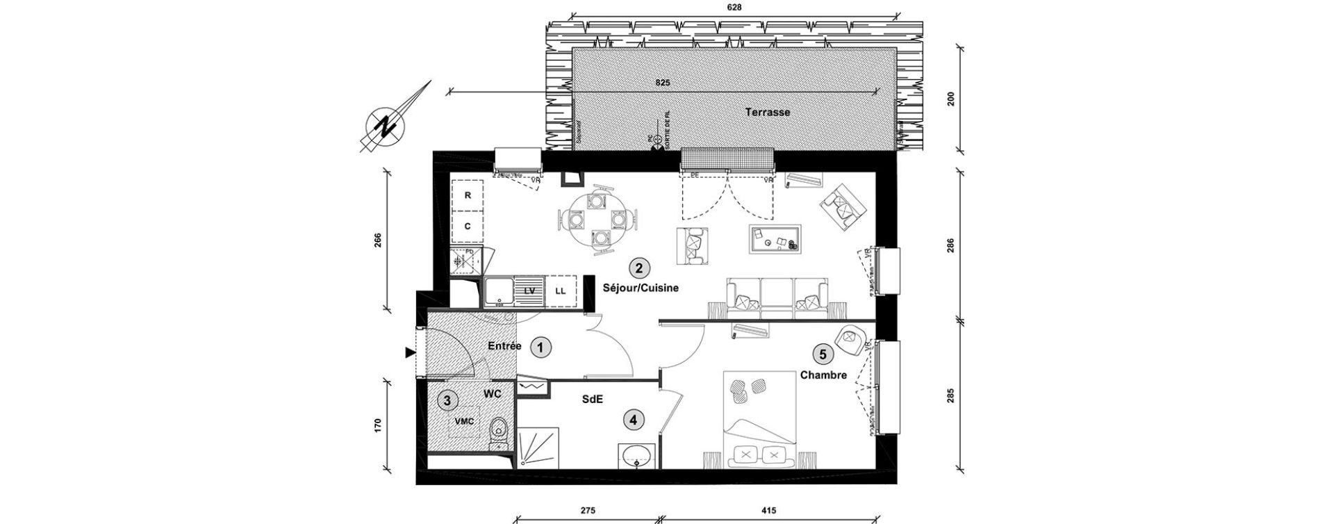 Appartement T2 de 46,40 m2 &agrave; Lille Lomme