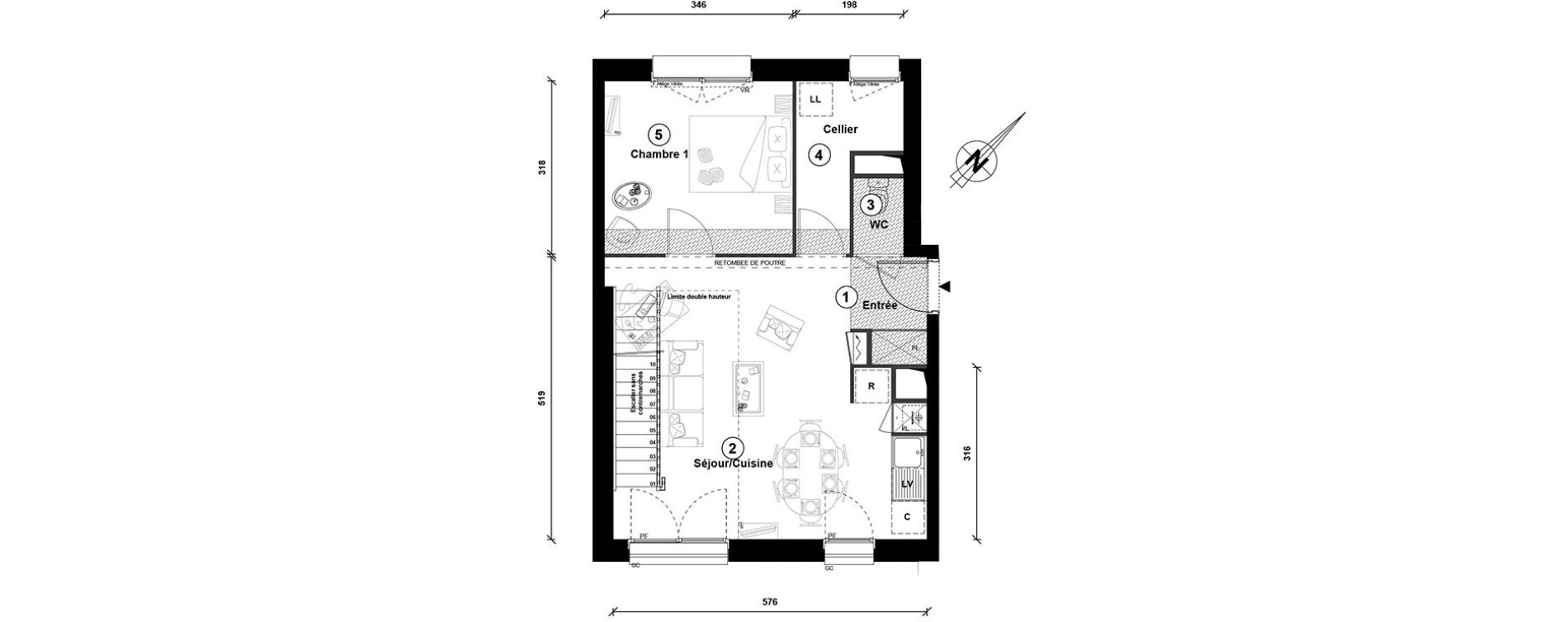 Duplex T4 de 77,90 m2 &agrave; Lille Lomme