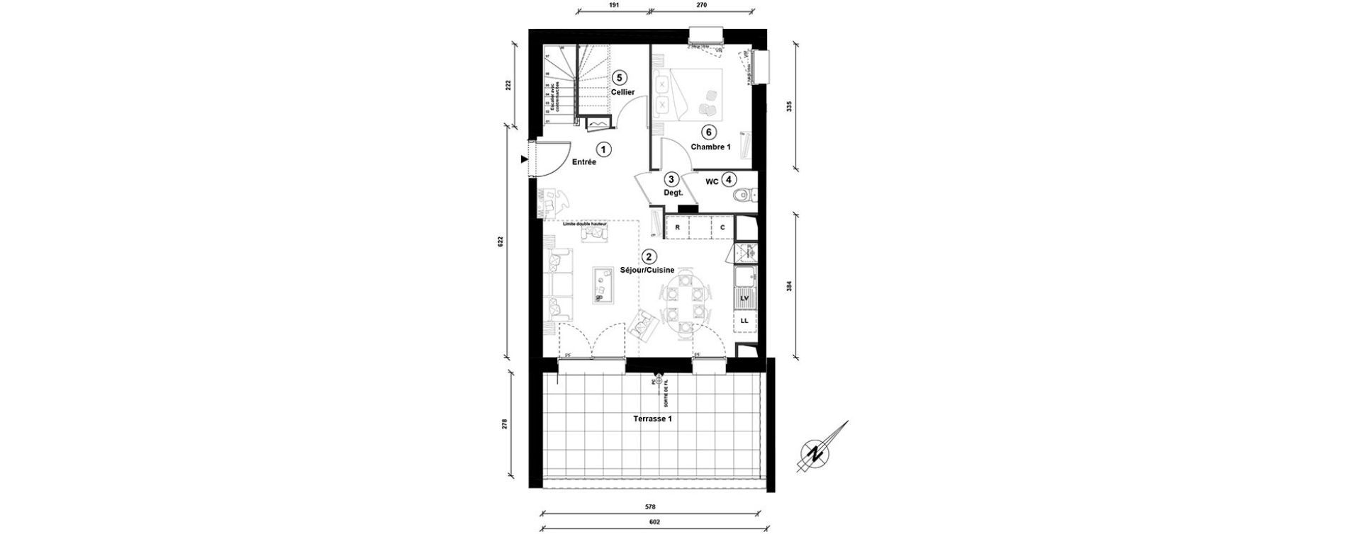 Duplex T4 de 76,80 m2 &agrave; Lille Lomme