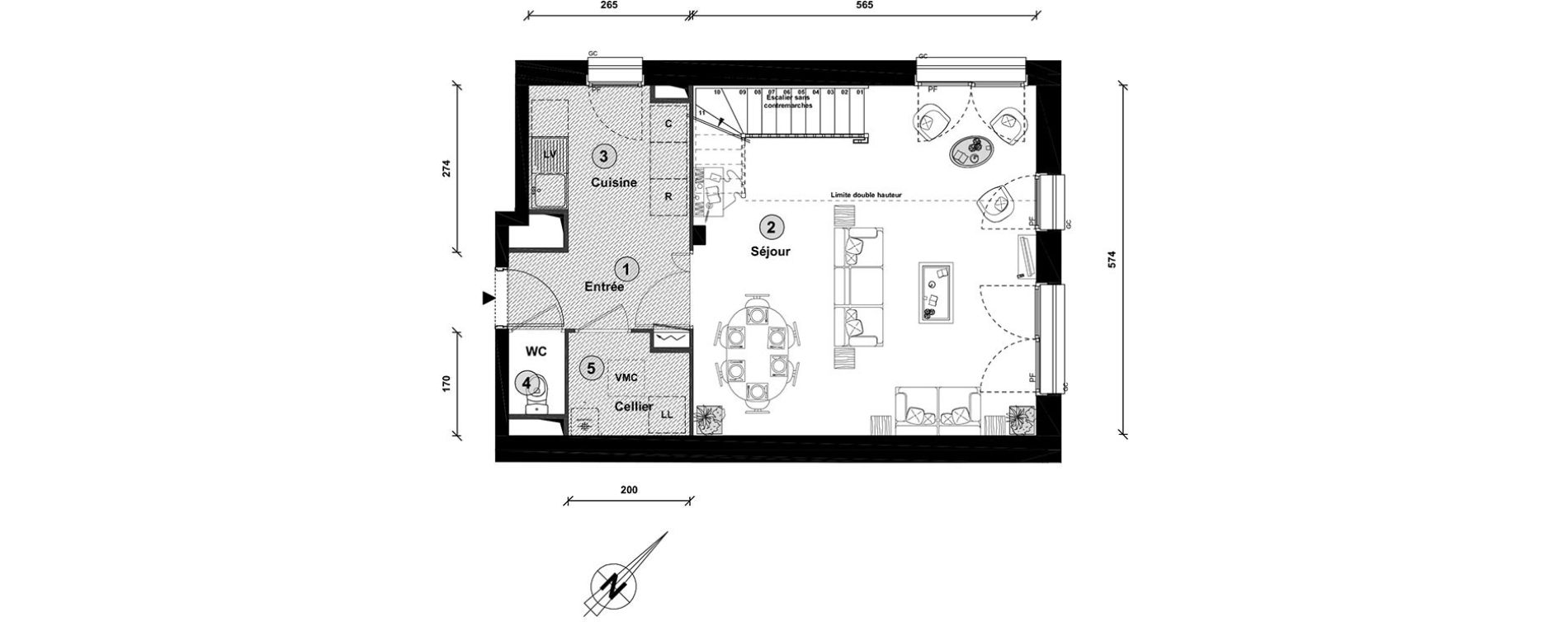 Duplex T4 de 86,30 m2 &agrave; Lille Lomme