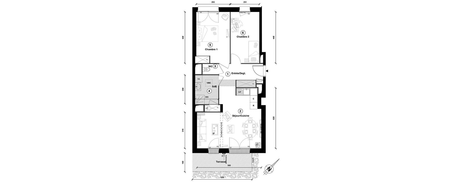 Appartement T3 de 63,60 m2 &agrave; Lille Lomme