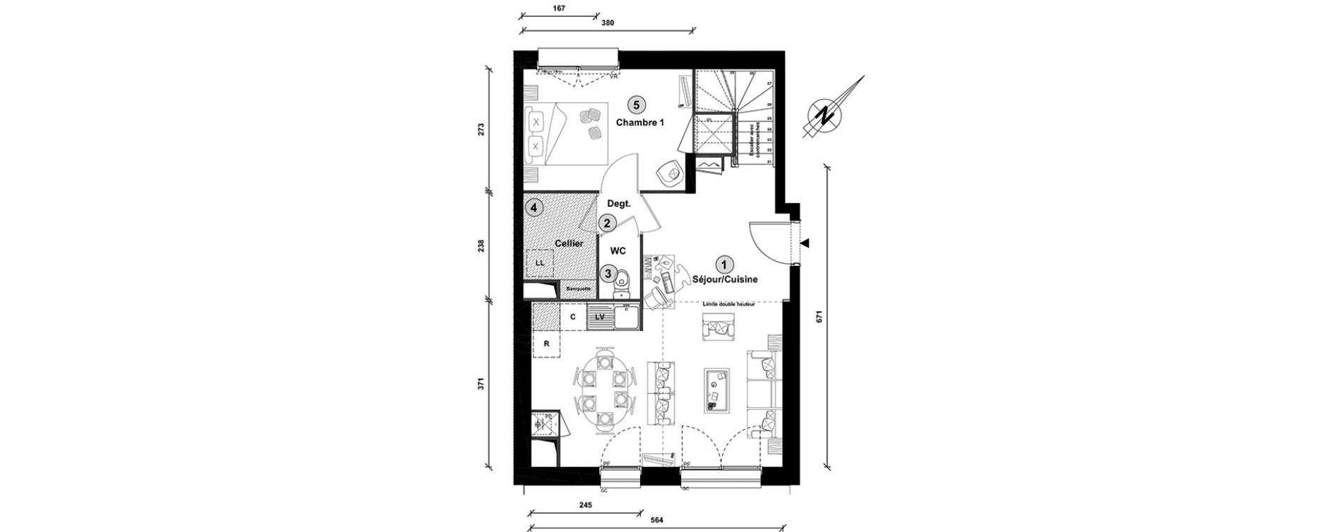 Duplex T4 de 81,10 m2 &agrave; Lille Lomme