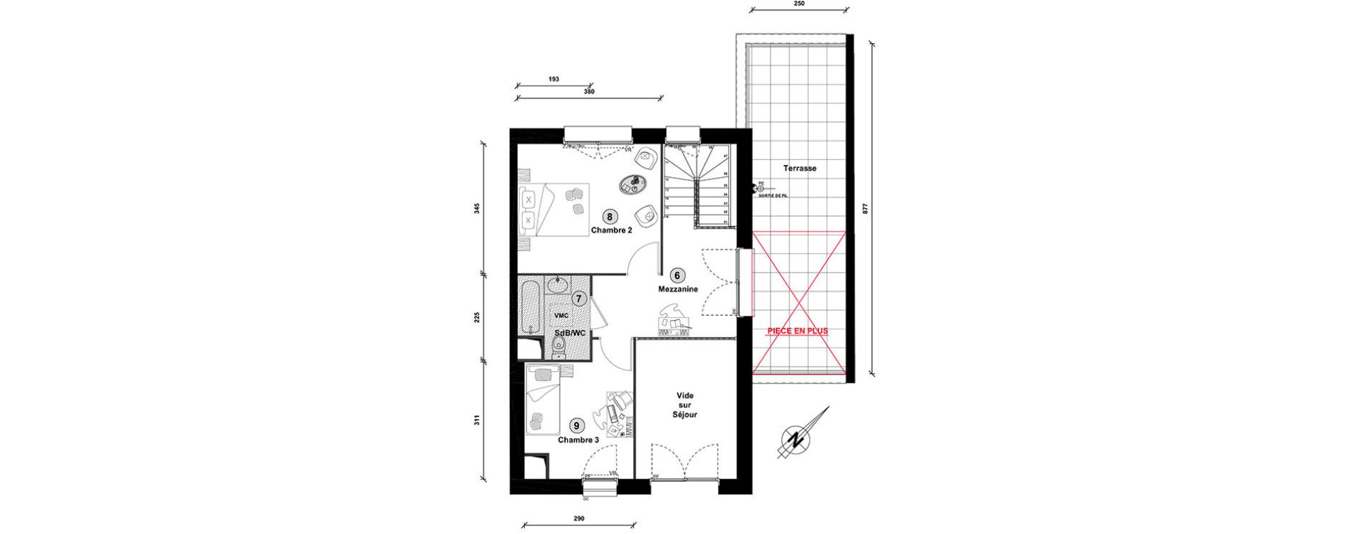 Duplex T4 de 81,10 m2 &agrave; Lille Lomme