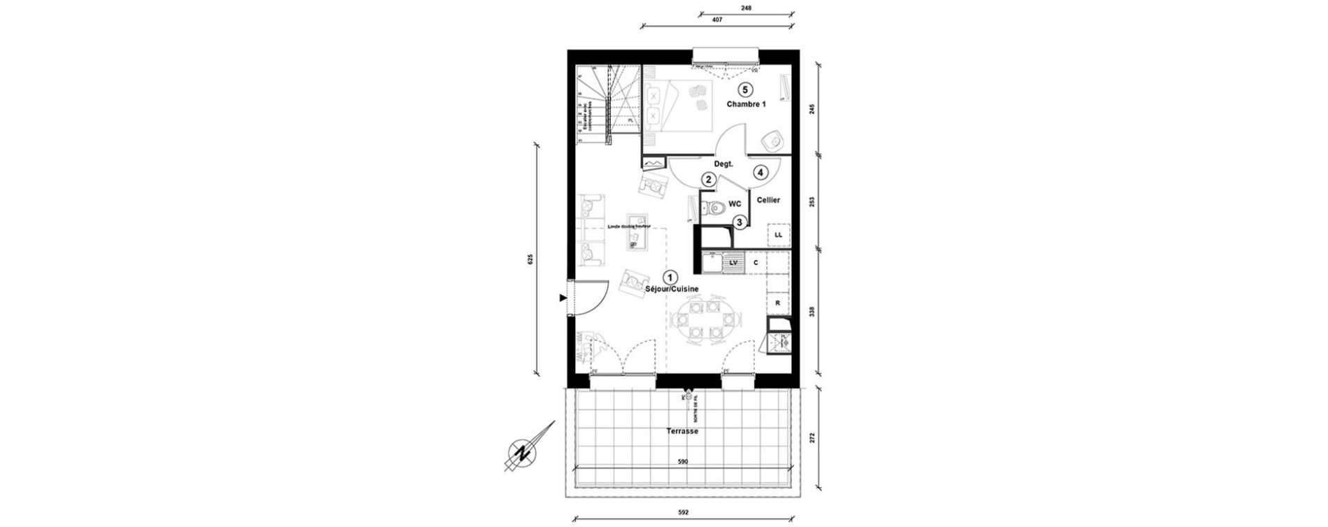 Duplex T4 de 79,00 m2 &agrave; Lille Lomme