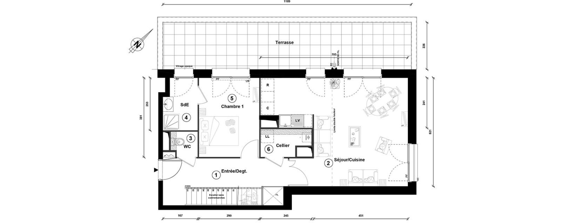 Duplex T5 de 101,80 m2 &agrave; Lille Lomme