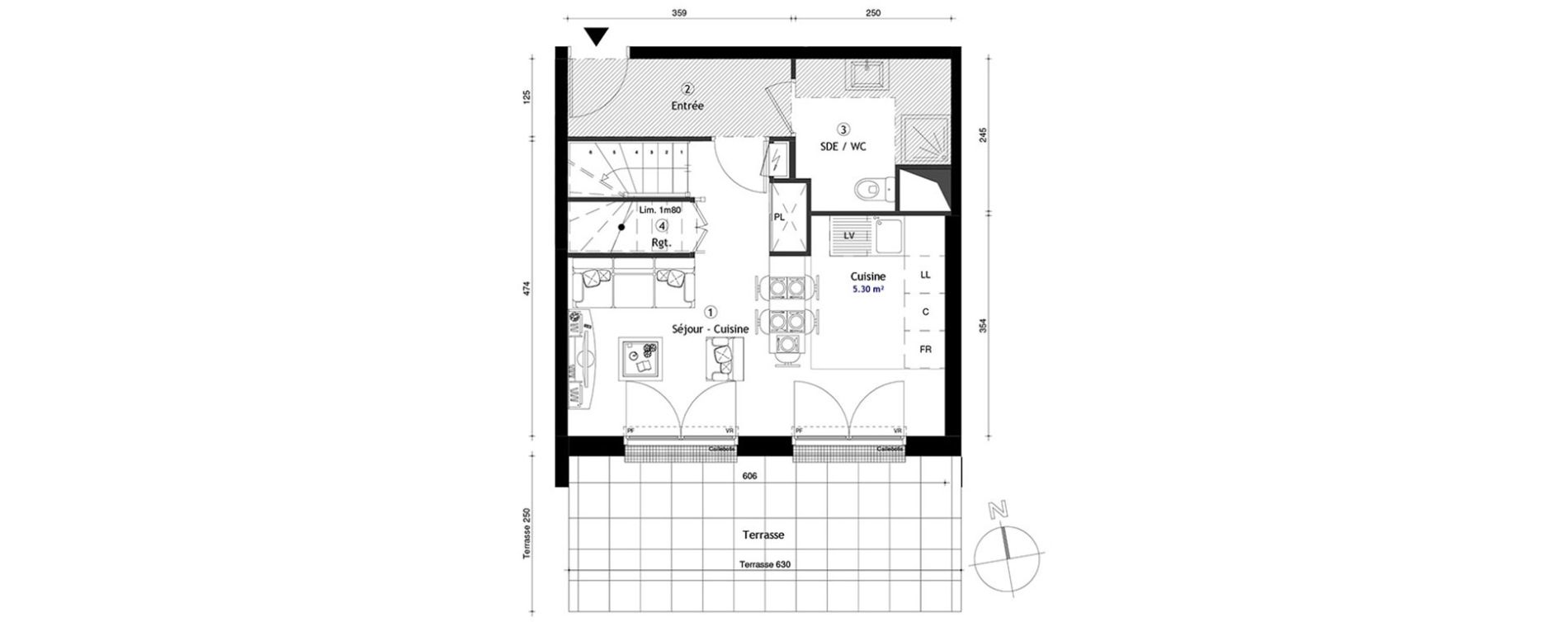 Duplex T3 de 63,60 m2 &agrave; Lille Lomme