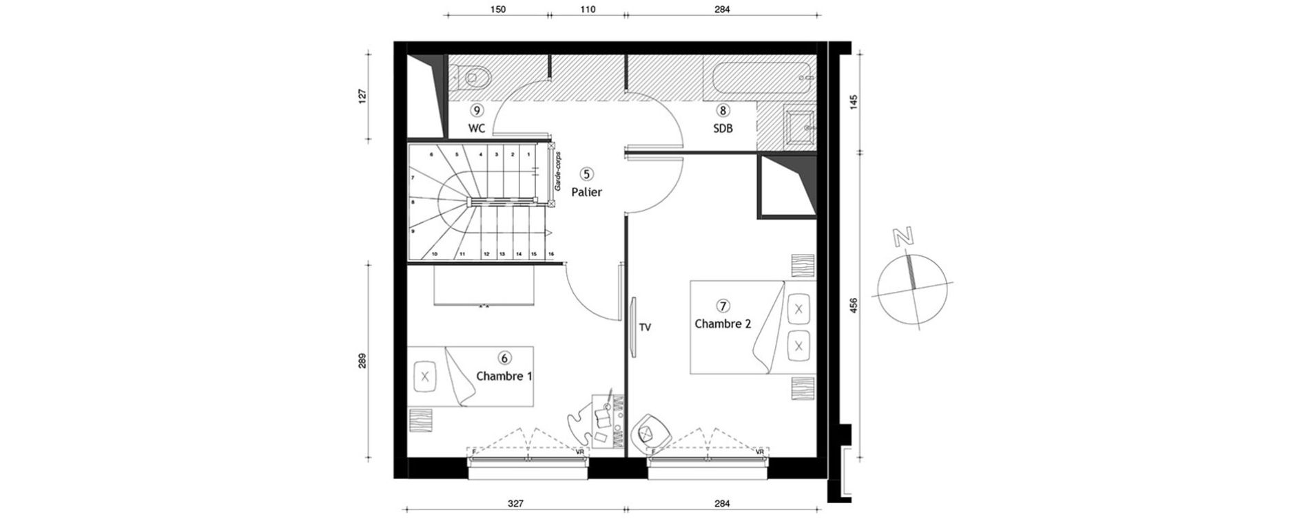 Duplex T3 de 63,60 m2 &agrave; Lille Lomme