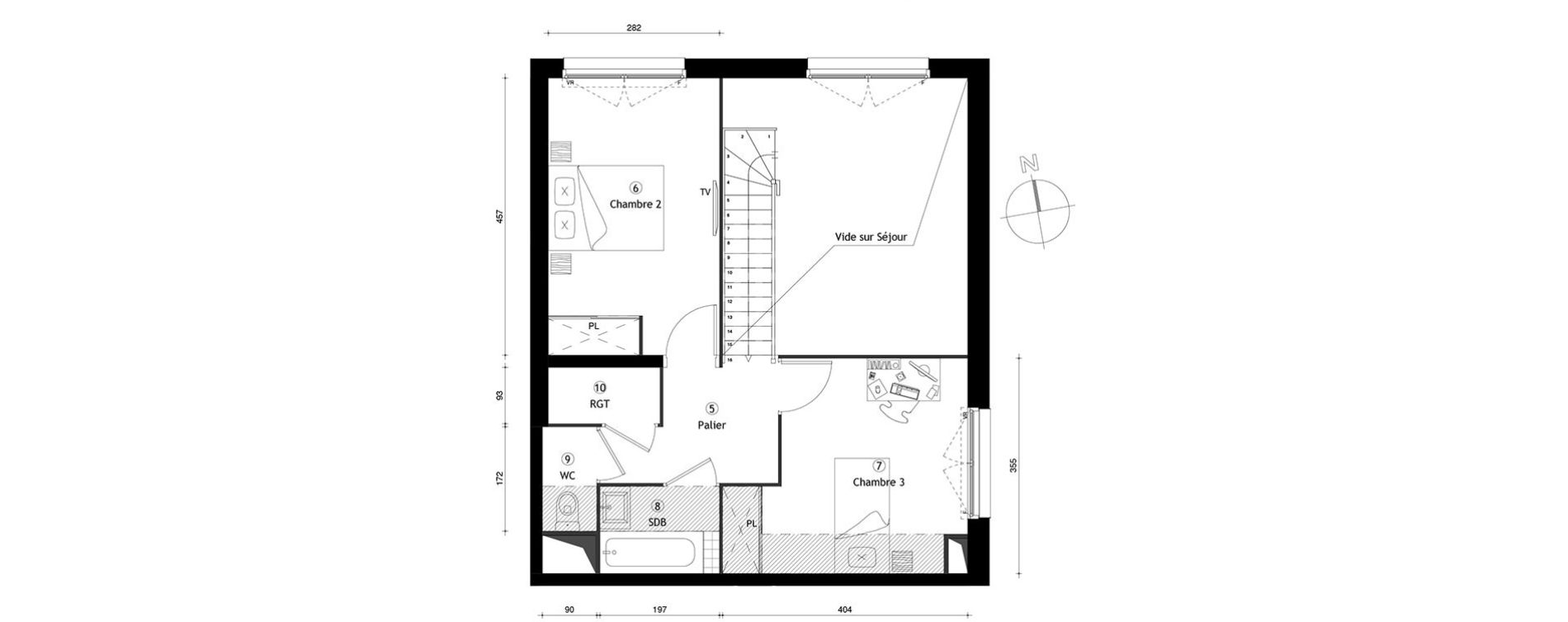 Duplex T4 de 88,20 m2 &agrave; Lille Lomme