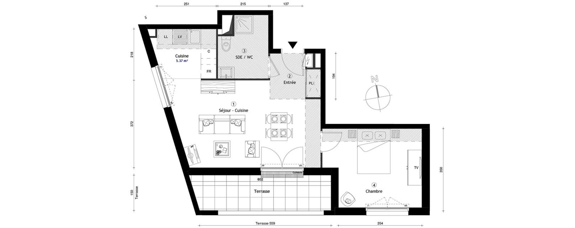 Appartement T2 de 48,50 m2 &agrave; Lille Lomme