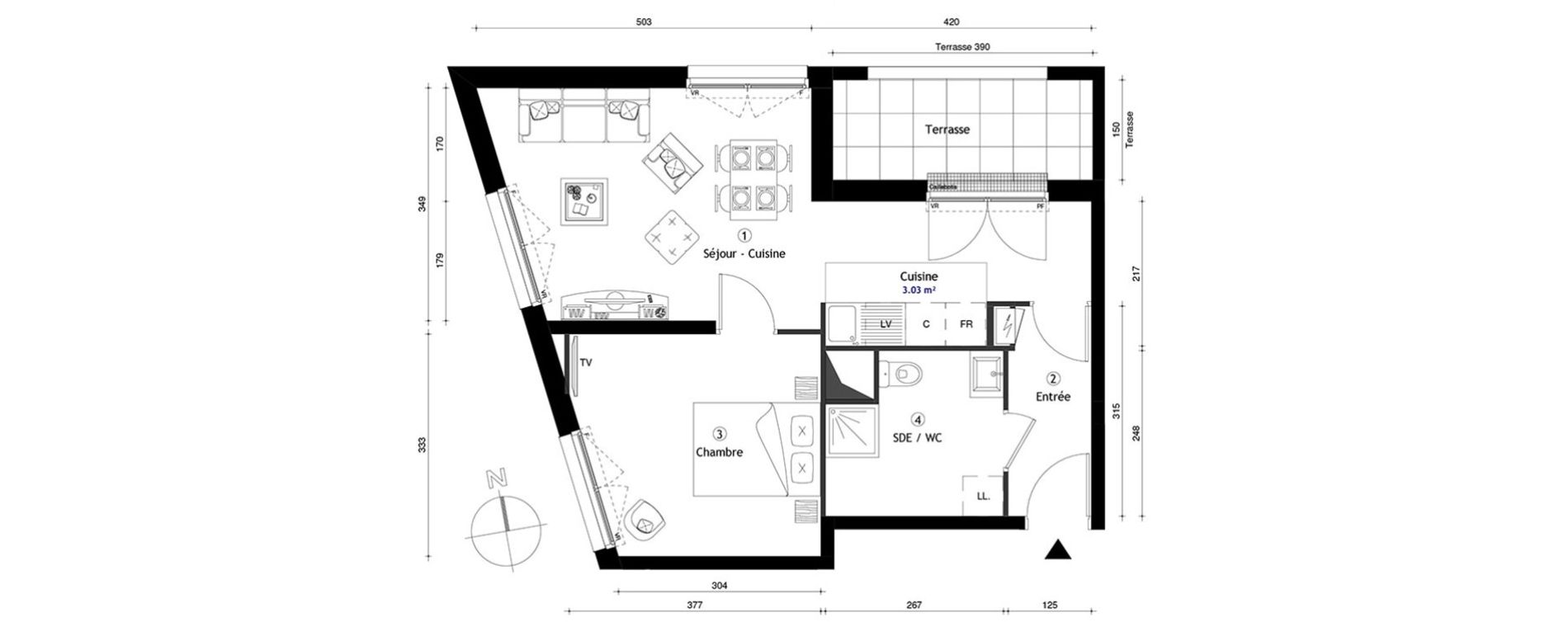 Appartement T2 de 45,50 m2 &agrave; Lille Lomme