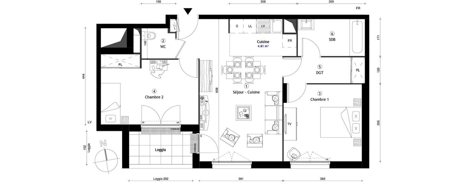 Appartement T3 de 65,90 m2 &agrave; Lille Lomme