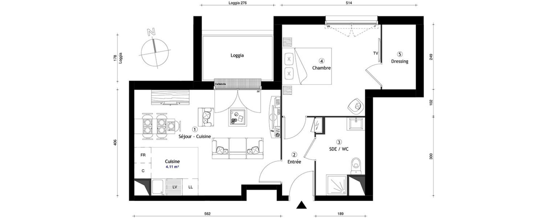 Appartement T2 de 46,40 m2 &agrave; Lille Lomme