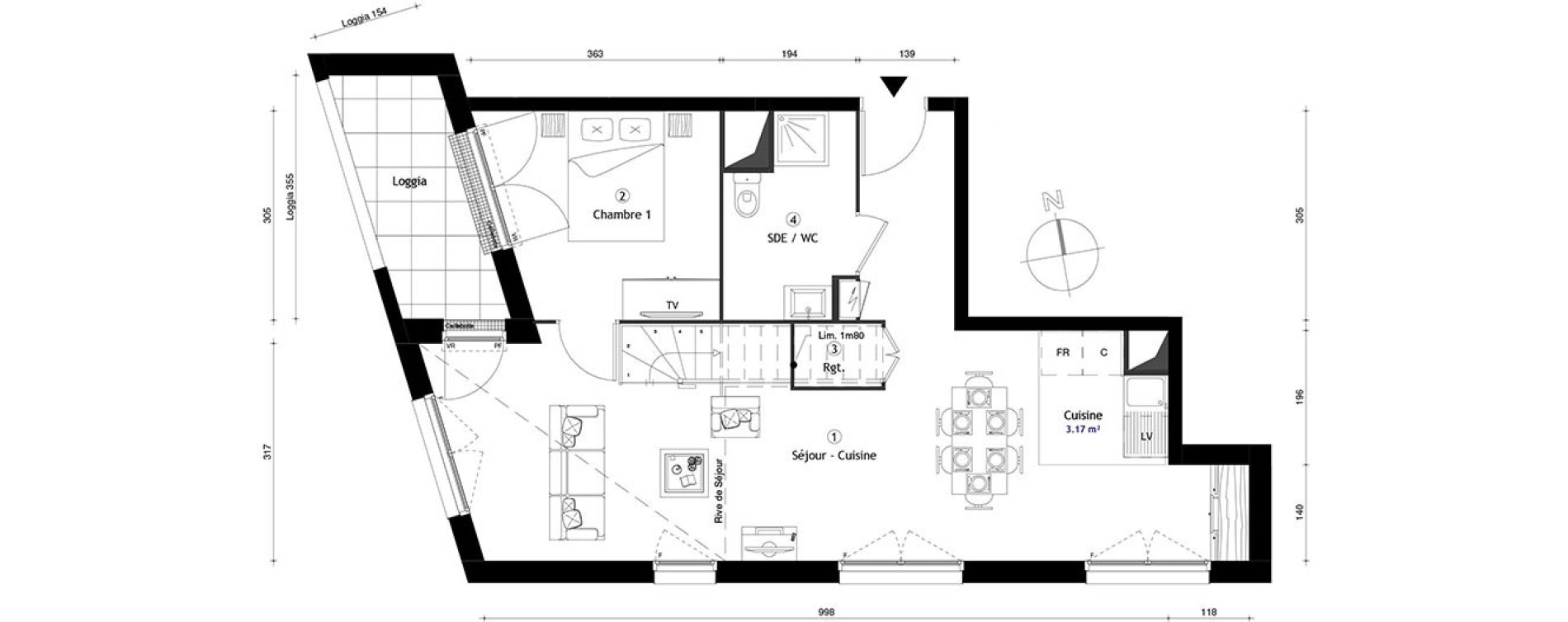 Duplex T5 de 96,70 m2 &agrave; Lille Lomme