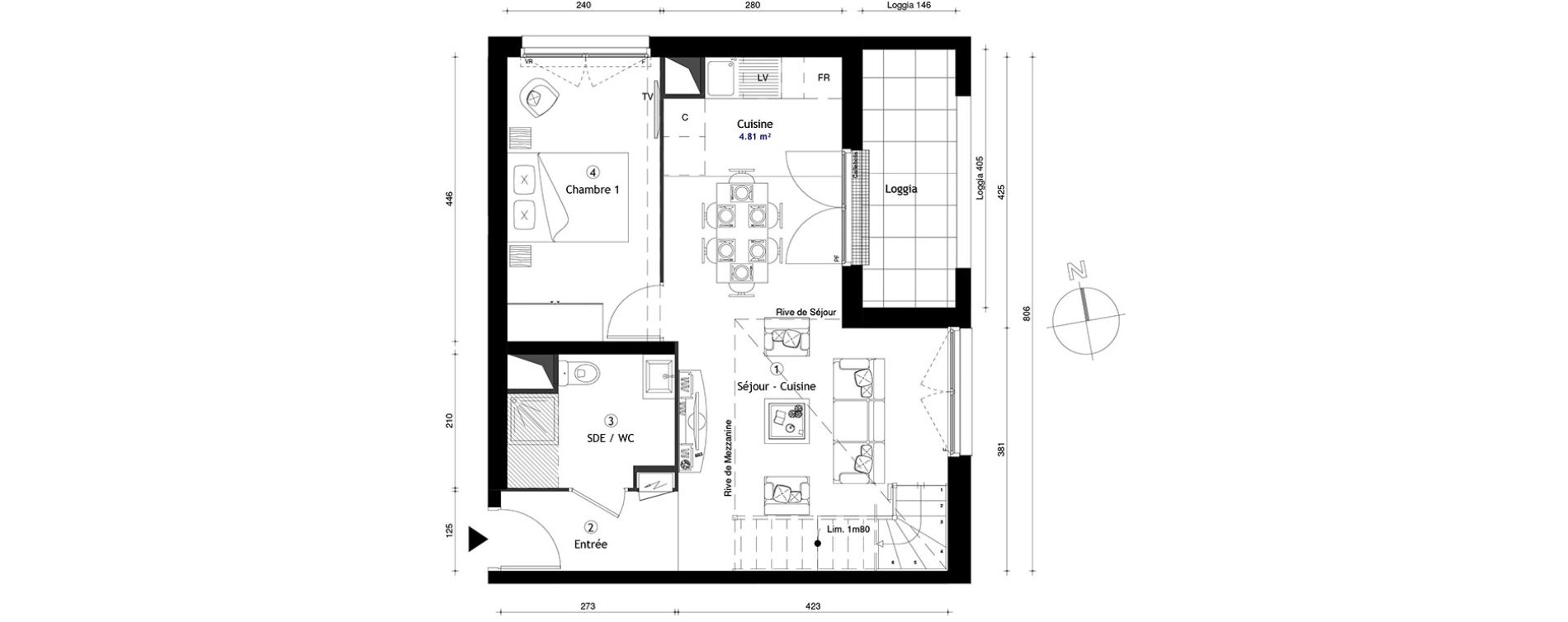 Appartement T4 de 78,50 m2 &agrave; Lille Lomme