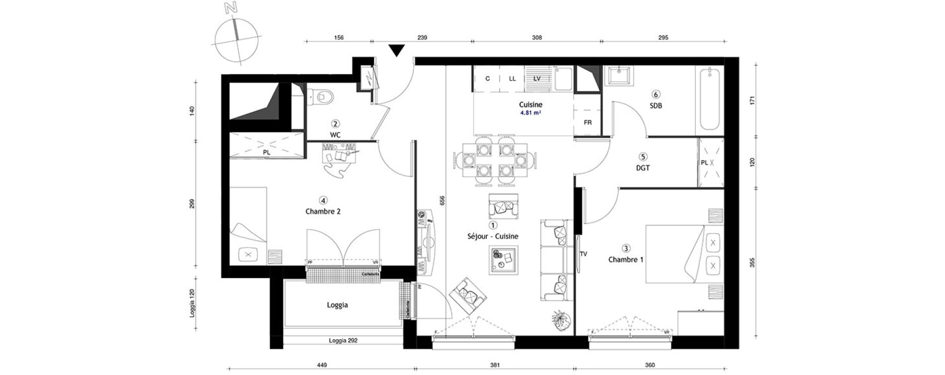 Appartement T3 de 65,40 m2 &agrave; Lille Lomme