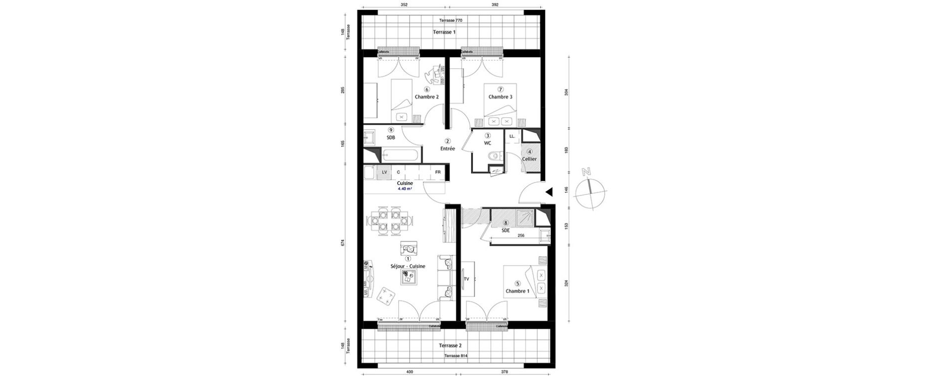 Appartement T4 de 82,70 m2 &agrave; Lille Lomme