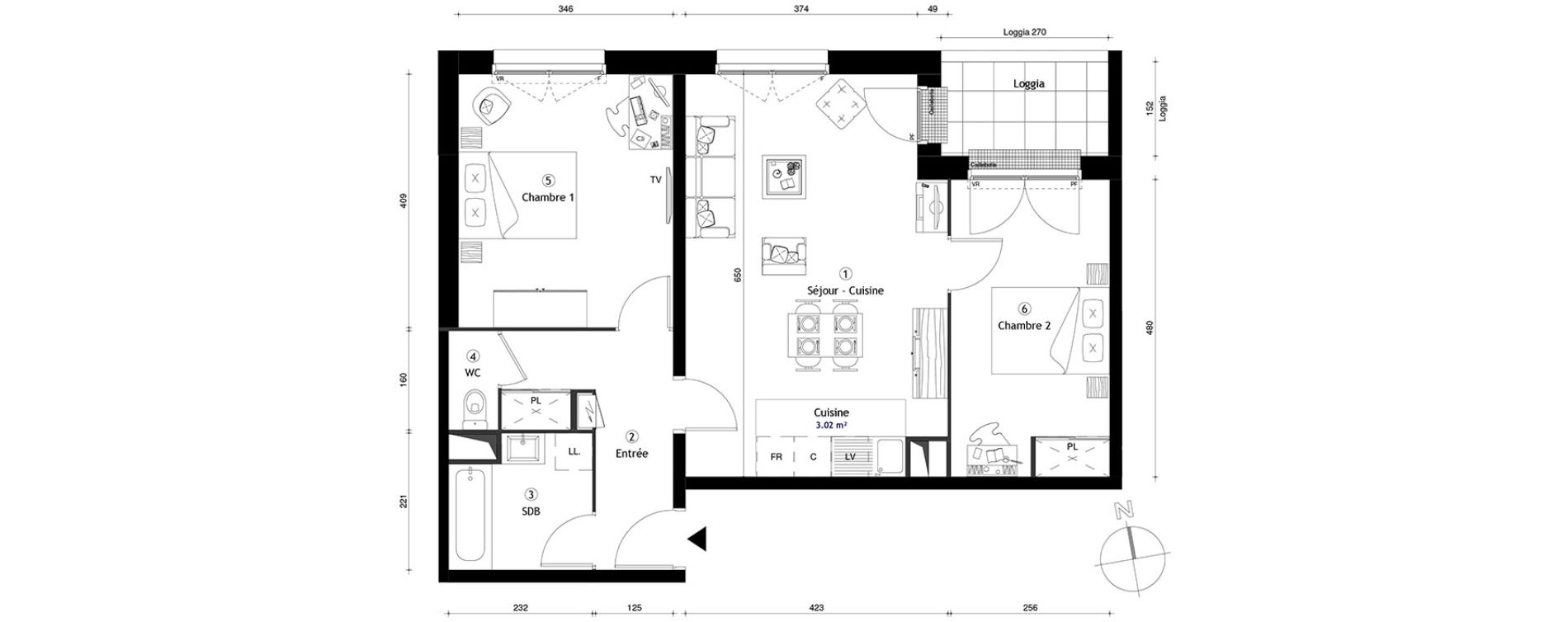 Appartement T3 de 65,60 m2 &agrave; Lille Lomme