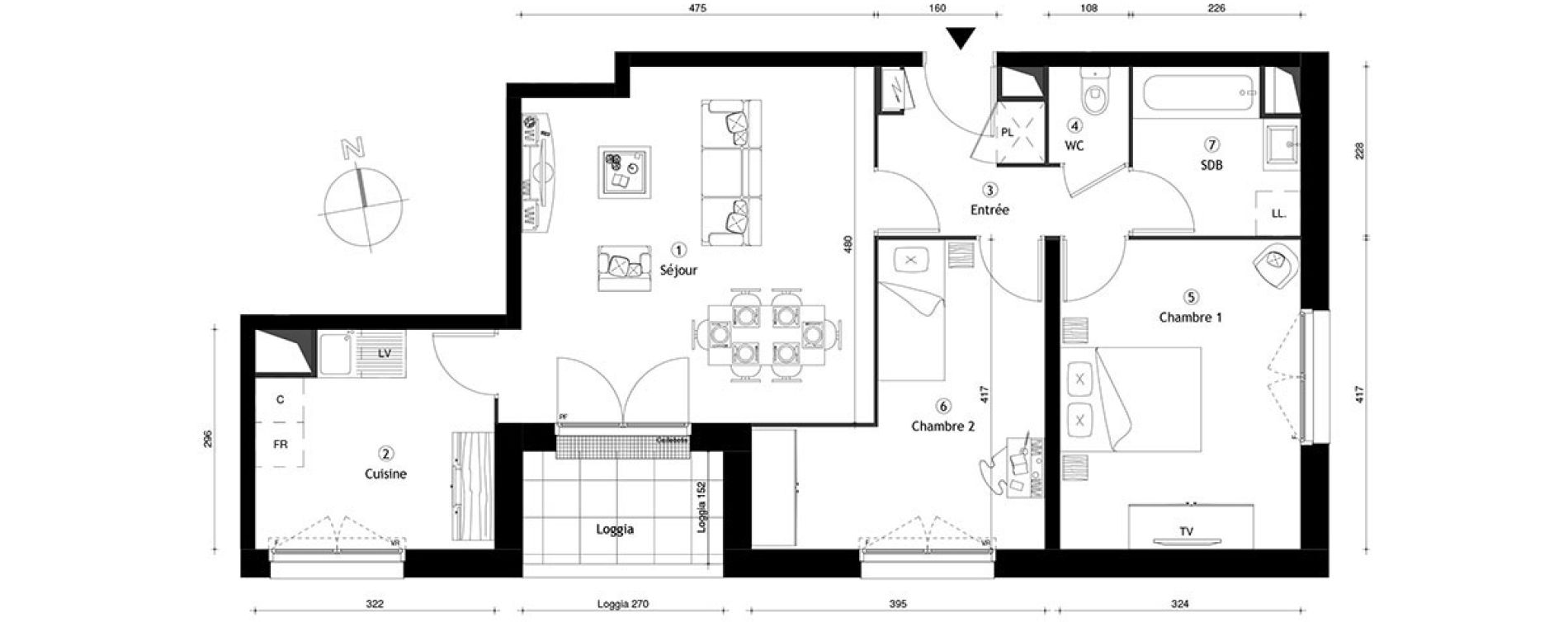 Appartement T3 de 69,10 m2 &agrave; Lille Lomme